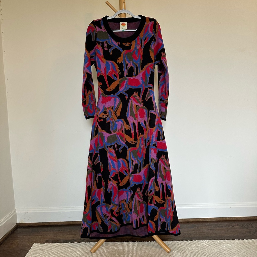 FARM Rio Wild Horses Long Sleeve Sweater Dress - NWOT